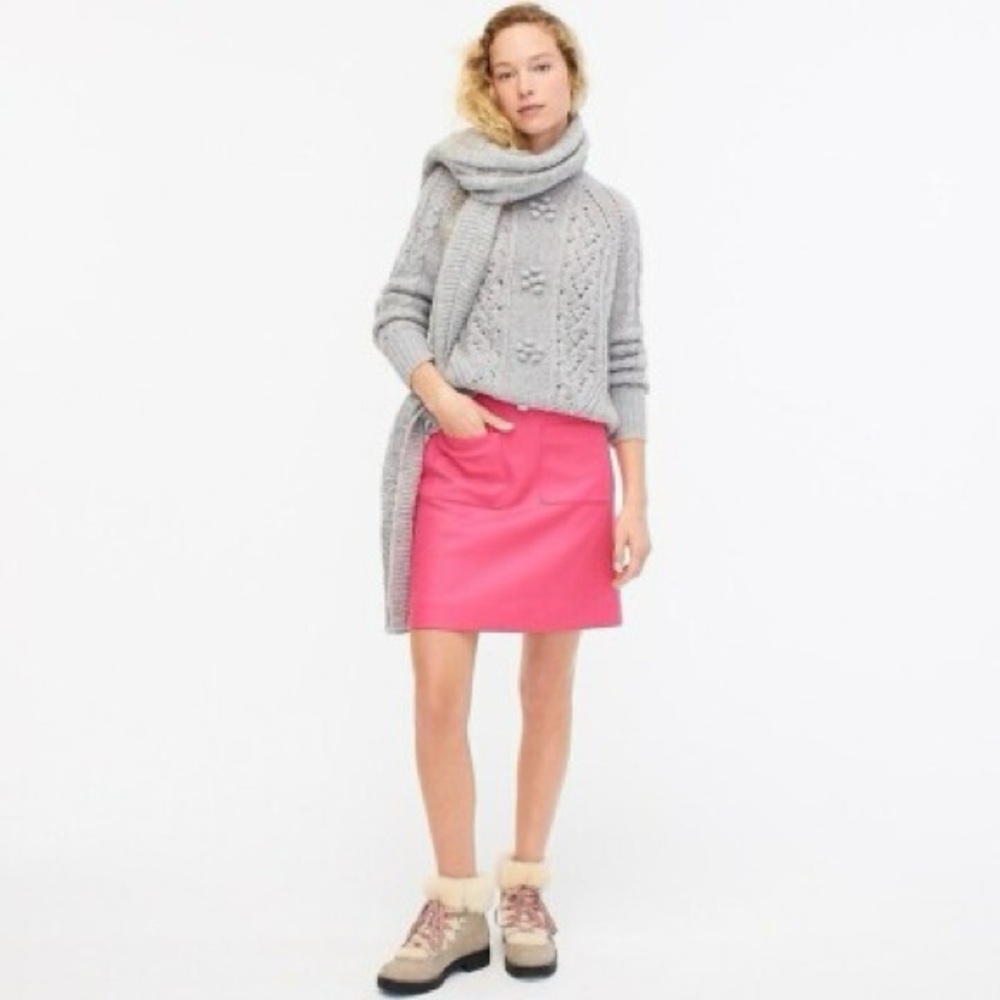 J.Crew Hot Pink Patch Pocket Wool Mini Skirt